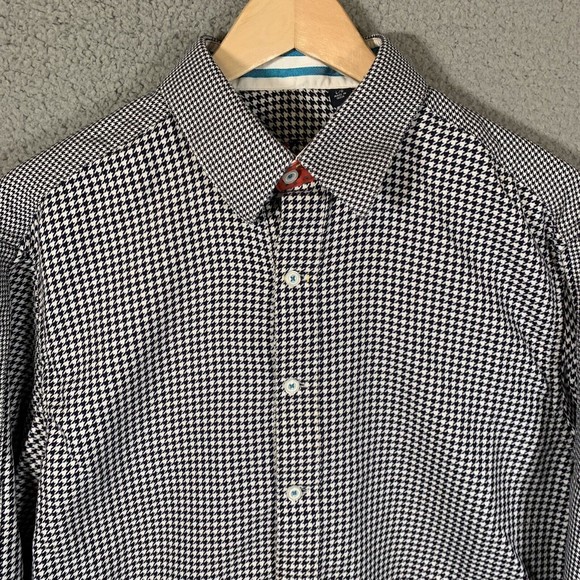 Robert Graham Dress Shirt Men's Large Long Sleeve Button Up Black White - Picture 2 of 9